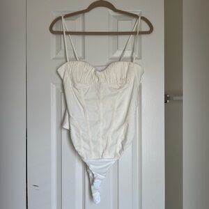 Zara White Corset-Style Bodysuit with Spaghetti Straps